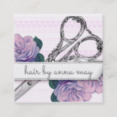 ヴィンテージの花の美容師の美容師の紫色 スクエア名刺 (正面)