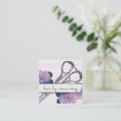 ヴィンテージの花の美容師の美容師の紫色 スクエア名刺 (スタンド正面)