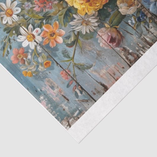 ヴィンテージの花の背擦り切れた景 薄葉紙 (詳細)