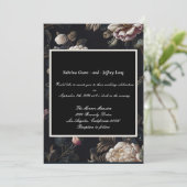 ヴィンテージの花の背景（黒） 招待状 (スタンド正面)
