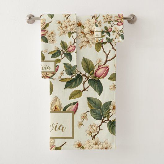 ヴィンテージの花の花のパタ離れーン バスタオルセット (インサイチュ)