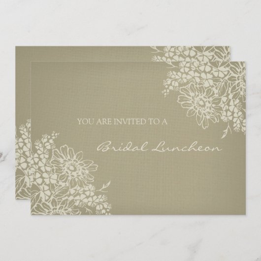 ヴィンテージの花の花嫁の昼食の招待状カード 招待状 (正面/裏面)