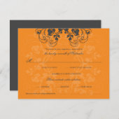 ヴィンテージの花の華麗さの木炭オレンジRSVPカード 出欠カード (正面/裏面)