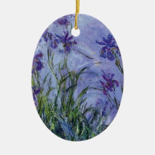 ヴィンテージの花の薄紫アイリス1917 monet. セラミックオーナメント (正面)