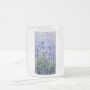 ヴィンテージの花の薄紫アイリス1917 monet. フロストグラスマグカップ