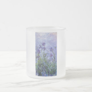ヴィンテージの花の薄紫アイリス1917 monet. フロストグラスマグカップ