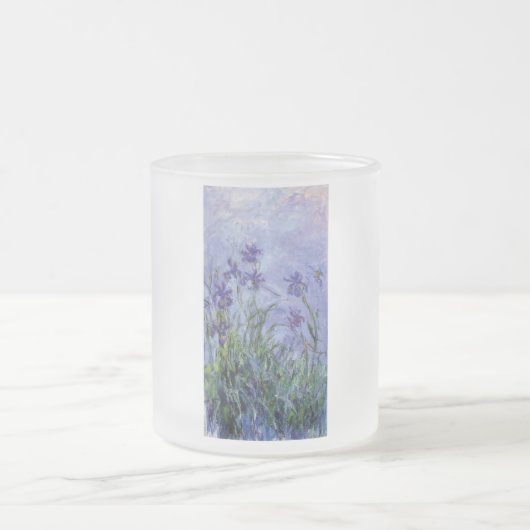 ヴィンテージの花の薄紫アイリス1917 monet. フロストグラスマグカップ (中央)