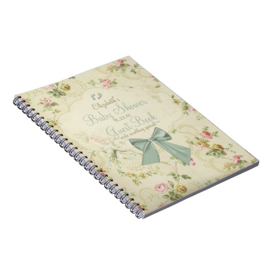 ヴィンテージの花の賢明な弓ベビーシャワーの来客名簿 ノートブック (右側)