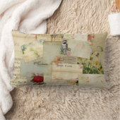 ヴィンテージの花の郵便はがき ランバークッション (ブランケット)