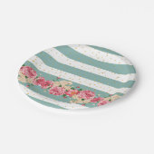 ヴィンテージの花の金ゴールドのフェイクなグリッターの点は縞で飾ります ペーパープレート (アングル)