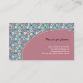 ヴィンテージの花の青いパターンのピンクの蝶 名刺 (裏面)