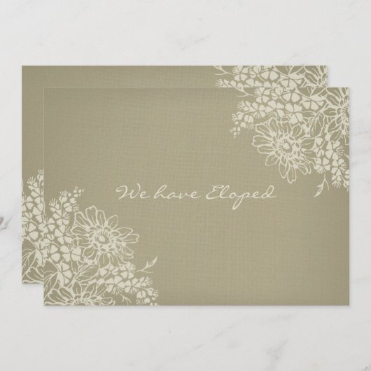 ヴィンテージの花の駆け落ちの発表カード 案内状 (正面/裏面)