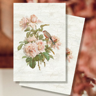 ヴィンテージの花の鳥のデフエマデクページ 薄葉紙