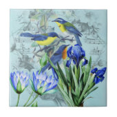 ヴィンテージの花の鳴き鳥服装およびギフト タイル (正面)