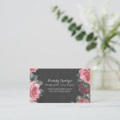 ヴィンテージの花の黒板のピンクのバラのリース 名刺 (スタンド正面)