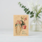 ヴィンテージの花のMemorare神聖なカードを持つ聖母マリア 名刺 (スタンド正面)