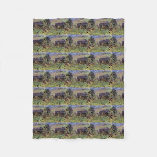 ヴィンテージの花のMonetの庭の有名な芸術家 フリースブランケット (正面)