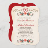 ヴィンテージの花のPineconeのクリスマスの結婚式 招待状 (正面/裏面)