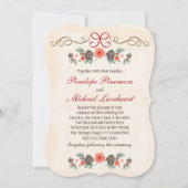 ヴィンテージの花のPineconeのクリスマスの結婚式 招待状 (正面)