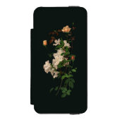 ヴィンテージの花を黒にスプレー INCIPIO iPhoneウォレットケース (フォリオ 正面)