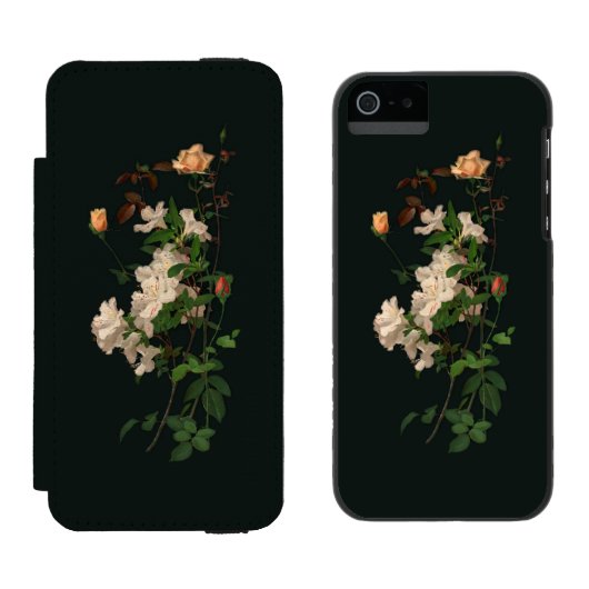 ヴィンテージの花を黒にスプレー INCIPIO iPhoneウォレットケース (並び)
