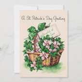 ヴィンテージの花カスタムのバスケットSt. Patrick's Day シーズンカード (正面)