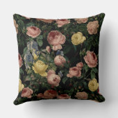 ヴィンテージの花バラと虹彩パターン – 暗い夢 クッション (裏面)