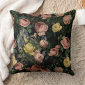 ヴィンテージの花バラと虹彩パターン – 暗い夢 クッション (ブランケット)