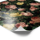 ヴィンテージの花バラと虹彩パターン – 暗い夢 フォトプリント            (角)