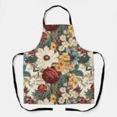 ヴィンテージの花バラ、チューリップ、ユリとデイジー エプロン (正面)