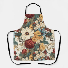 ヴィンテージの花バラ、チューリップ、ユリとデイジー エプロン