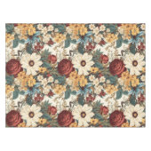 ヴィンテージの花バラ、チューリップ、ユリとデイジー テーブルクロス (正面(横))