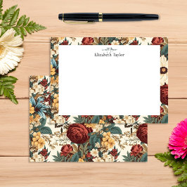 ヴィンテージの花バラ、チューリップ、ユリとデイジー ノートカード