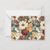 ヴィンテージの花バラ、チューリップ、ユリとデイジー ノートカード (裏面)