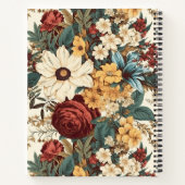 ヴィンテージの花バラ、チューリップ、ユリとデイジー ノートブック (裏面)