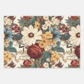 ヴィンテージの花バラ、チューリップ、ユリとデイジー ラッピングペーパーシート (正面2)