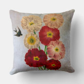 ヴィンテージの花バードブルーを飲み素朴込む クッション (裏面)