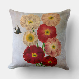 ヴィンテージの花バードブルーを飲み素朴込む クッション