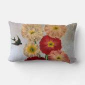 ヴィンテージの花バードブルーを飲み素朴込む ランバークッション (裏面)