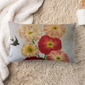 ヴィンテージの花バードブルーを飲み素朴込む ランバークッション (ブランケット)