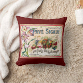 ヴィンテージの花フランスのなフルーツのラベルのさくらんぼのブドウ クッション (ブランケット)