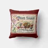 ヴィンテージの花フランスのなフルーツのラベルのさくらんぼのブドウ クッション (裏面)