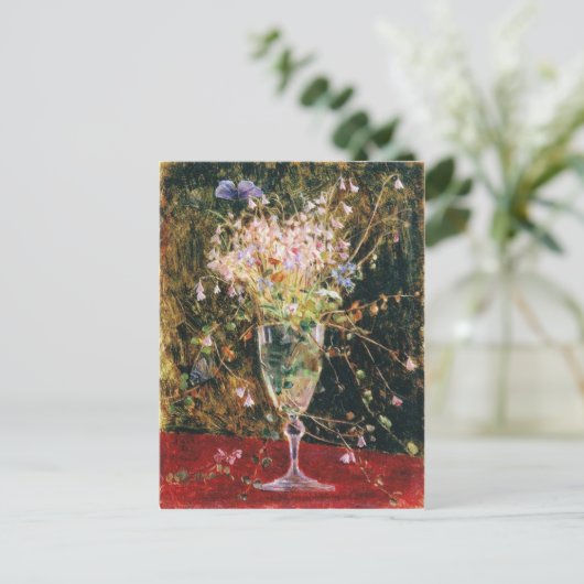 ヴィンテージの花ブルーマリアウィックリネアボレリス ポストカード (スタンド正面)