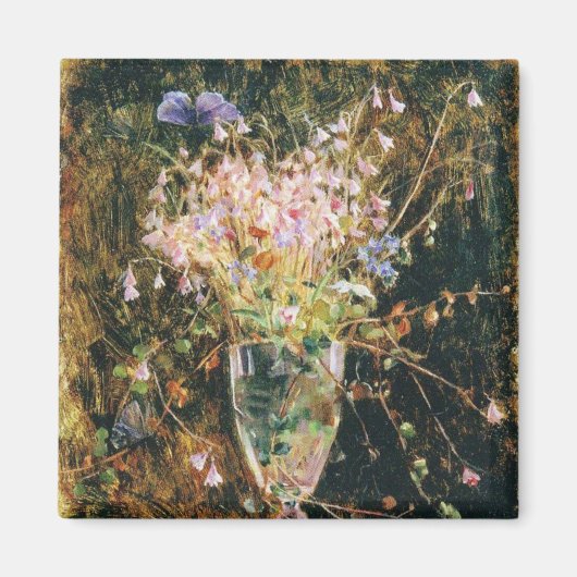 ヴィンテージの花ブルーマリアウィックリネアボレリス マグネット (正面)