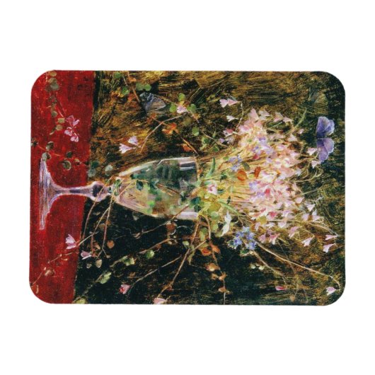 ヴィンテージの花ブルーマリアウィックリネアボレリス マグネット (横)