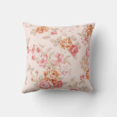 ヴィンテージの花ベージュモモのピンクの赤いぼろぼろの上品 クッション (裏面)