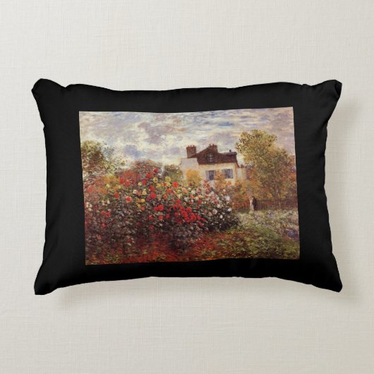 ヴィンテージの花モネの庭銀銀色の太陽 アクセントクッション (正面)