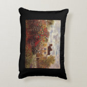 ヴィンテージの花モネの庭銀銀色の太陽 アクセントクッション (裏面(縦))