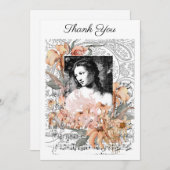 ヴィンテージの花付き婦人 サンキューカード (正面/裏面)