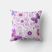 ヴィンテージの花及び蝶装飾用クッション クッション (裏面)